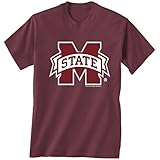 ミシシッピ州ブルドッグロゴ半袖Tシャツ – Burgundy Yth XL