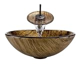 Aurora Sinks A23-ORB-V Bathroom Ensemble with Pop Up Drain, Foil Undertone Glass Vessel, Sink, Ring 