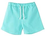 Plus Nao(プラスナオ) 子供用 ショートパンツ ホットパンツ ボトムス スウェット ウエストゴム ウエスト紐 運動着 部屋着 パジャマ ルーム 150 ミントグリーン