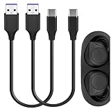 Geekria PUレザー 充電ケーブル 互換性 Type-C 充電コード USB to USB-C ジャブラ Jabra Elite 10 Gen 2, Elite10, Elite 8 Active, Elite 85t に対応 (黒 / 30cm 2パック)