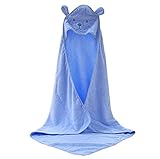 ベビー ソフト コットン 通気性 バスタオル キッズ バスクロス クローク バスローブ 0-7歳（ブルー）