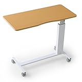 テーブル ベッドテーブル ガス圧 昇降 66～90cm キャスター付 介護 サイドテーブル ナチュラル ホワイト