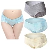 レースマタニティ下着 ローライズ , KUCIレディースコットンブリーフ、妊娠中のパンツ (XL, Grey+Blue+Champagne/3Pack)