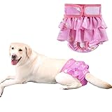 KUVEELA PET 犬用マナーパンツ 犬用 メス サニタリーパンツ 犬用パンツ 雌 犬用生理パンツ 犬用オムツカバー 女の子 メス 発情期用 通気性 吸水性良い 再利用可能（花柄ピンク M）