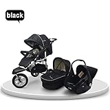 3イン1 SUV 旅行システム （スタンダードベビーカー+別スリーピングバスケット+セーフティカーシート） (Black)