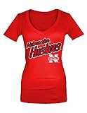 NCAA Nebraska CornhuskersコットンVネックTシャツ、XL、レッド