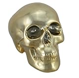 セラミックおもちゃBanks PolishedゴールドクロームメッキセラミックHuman Skull Money Bank 7.5 X 5.25 X 4.75インチゴールドモデル# 37064