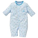 西松屋 【ママ企画】カリフォルニア綿 長袖コンビドレス（ウサギ/車）【新生児50-60cm】 新生児 ブルー