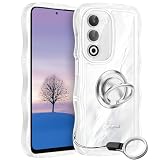 OPPO A5 5G-ケース クリア ウェーブ リング付き TPU波状のバンパー 透明 スマホケース かわいい うねうね オッポ A5-5G ウェーブ デザイン 可愛い 韓国 女性用 薄型 人気 おしゃれ 耐衝撃 ストラップホール付き(クリア)