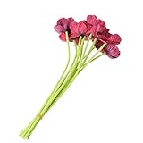 Lovoski 全８色　10本　造花　家庭の装飾　PU　人工　ポピー　花　インテリア　 - ワインレッド