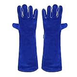 溶接手袋　電気溶接作業用の手袋　革製　 ガーデンニング、溶接、BBQなどに大活躍　 耐熱性・耐久性に優れ　SIKIWIND (ブルー)