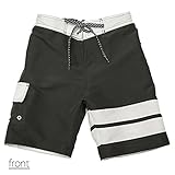 SAFS Women's Board Shorts Double Striped Swim Trunks Charcoal Grey 6 [並行輸入品]