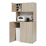 LOWYA ロウヤ ゴミ箱収納 食器棚 キッチン収納 キッチンボード スリム おしゃれ 幅90cm オーク/ホワイト
