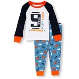 THE CHILDREN'S PLACE(ザ・チルドレンズプレイス) トップ&フットボール プリント パンツ パジャマ セット ホワイト スリープウェア 3～6ヶ月【並行輸入】