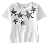 Plus Nao(プラスナオ) Tシャツ シャツ 半袖 プリント 星 スター トップス 子供服 男の子 女の子 キッズ カジュアル 100 110 120 130 140 ホワイト 140