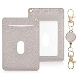 Wasenn 定期入れ リール付き 両面 レディース パスケース 人気 伸びる ストラップ付き 交通 icカードケース 薄型２枚収納 idカードホルダー 縦 社員証ケース 通勤 通学 シンプルさ ウィンドグレー