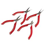 本革グリップ付き工具4本セット（平ヤットコ×2、丸ヤットコ、ニッパー）RDレッド bellybellyオリジナル