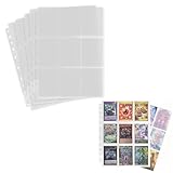 WISSUA トレカ ファイル カードファイル 2穴・3穴・4穴対応 9ポケットカードシート ポケモン、遊戯王と他のカードを集める ポケットサイズ7x9cm 両面18ポケット (透明, 100枚入り)