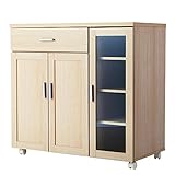 キッチン収納 キッチンワゴン カウンター キャスター付き 幅89 ライトナチュラル