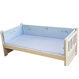 [Enerhu]ベッドガード ベビーベッド用バンパー 半周タイプ コットン 柔らか ブルー