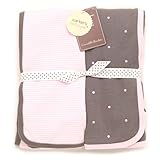 Carter's (カーターズ) ブランケット 2枚セット 水玉×ピンストライプ ブラウン・ライトピンク [並行輸入品]