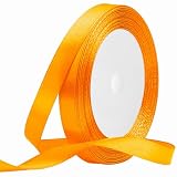 10mmオレンジリボン、23メートル サテンリボン 10mm DIYクラフト、ギフトラッピング、クリスマスツリー、結婚式や誕生日の装飾用サテン