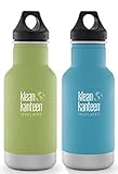 Klean Kanteen Insulated Stainless Steel Water Bottle 12 Ounces (12-Ounce Quiet Storm / Bamboo Leaf) 