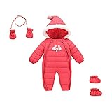 Hzjundasi 赤ちゃん スノースーツ 幼児新生児 フーディーダウ ジャケット ワンピース 冬 厚い ロンパーセット 0-24月 ジャンプスーツ