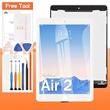 A-MIND for iPad Air 2 2014 9.7" 交換修理用lcdとタッチスクリーン アセンブリ, 修理用交換用LCD修理工具付き、画面保護フィルム付属 - 対応機種 A1566 A1567 (IPAD AIR2- WHITE)