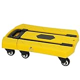 Rxbdk ショッピングトロリーテレスコピックフォールド6ラウンド多機能車のトレーラー手荷物プルロッドフラットビッグホイールイエロー