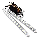 Grandview LEDデイライト 流れるウィンカーLEDテープ 透明底 クリアー 防水 12連 12W ホワイト・アンバー 2835SMD 車用ライト 12V 2本セット