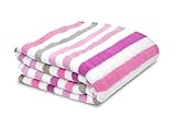 Little Starter Plush Blanket in Light & Dark Pink with Grey Stripe by Little Starter [並行輸入品]