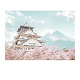 JISHSHAY ダイヤモンドアート キット 40x30cm ダイヤモンドアート 富士山 人気 ビーズアート 初心者 手芸キット 5D ダイヤモンドアート 桜 絵画キット 手作りキット 富士山の下の塔 壁の装飾 大人向け DIY 全面貼り付けタイプ 趣味 キット 芸術品