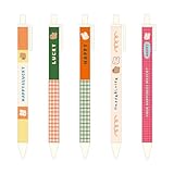モノライク ハッピー＆ラッキー 0.38mm ジェルペン 5本セット - Happy and Lucky Gel pens 黒インク、細字スムーズな書き心地のペン、オフィス学校用品