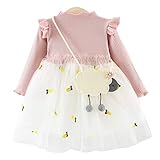 YY-Natuhi ベビー服 子供服 女の子 ワンピース ドレス チュール セーター キッズ チュニック おしゃれ かわいい 長袖 ピンク 新生児 春秋冬 入園式 入学式 発表会 結婚式 お出かけ (