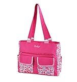 マザーズバッグ 大容量 おしゃれ 便利 赤ちゃん かわいい 斜め掛け 花柄【Rush.Cオリジナルハンカチセット】156 (ピンク)