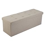 スツール 収納 ベンチ 折りたたみ収納ボックス 3人掛け Ｌサイズ110x38x38cm (ベージュ, Ｌ)