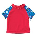 (チャックル) chuckle ハイネックイカリ柄半袖ラッシュガード レッド 90cm M8554-90-21