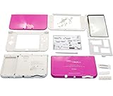 ピンク色 3DSXL 予備ハウジングケースシェル コンプリートセット 交換用 3DS New3DS XL LL 3DSLL New3DSXL コンソール用 ローズレッド 外側エンクロージャー + ネジ、ボタン、スクリーンプロテクター スタイラス