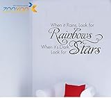 AmaonmR When It Rains Look for Rainbows New Style Quotes Wall Decal Sticker Decor for Baby's Room Re