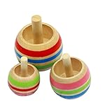ノーブランド品 　3枚　木製　独楽　伝統的ゲーム　反転こま　児童　おもちゃ　多彩