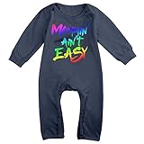 Kamifa カミファ はは 苦労 母の日 虹 英字 プリント 長袖ベビー服 ジャンプスーツ プレゼント 柔らかい Navy 6 M
