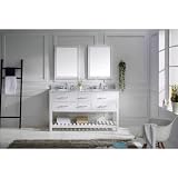 Virtu USA md-2260-wmro-wh Transitional 60-inchダブルシンク浴室洗面化粧台セット、ホワイト