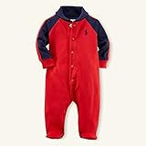 (ポロラルフローレン)Polo Ralph Lauren ベビー服 上下セット 赤 ベビー Layette ベビー カバーオール パジャマ 6M