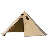 6人用 ワンポールテント 高さ220センチ 換気窓あり テント 軽量 キャンプテント210T PU3000MM 簡単設営 防水 内料理・焚火可