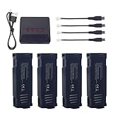 4PCS 3.7V 500mah リチウムイオン電池と4-in-1チャージャーに適合するD20 ミニ ドローン折りたたみクワッドコプター スペアパーツ