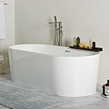 maykke Tisbury 67インチモダンオーバルライトアクリル浴槽浴室に簡単にインストール自立ホワイトソーカーTubs、xda1411002