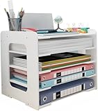 【Poaery】 組み立て式 環境保護複合材 A3 サイズ 大容量 卓上収納 横型 書類トレー レターケース 書類ケース 4 段 / 7 段M14