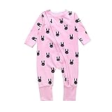 PER　ベビー服　ロンパース　カバーオール　女の子　可愛い　ウサギプリント　ピンク　快適　　出産祝い　誕生日　前開き　ジッパー付き (73)