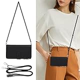 Eastwave サムスン ギャラクシー A52 5G SC-53B ケース for Samsung Galaxy A52 5G 縄掛け 手帳型 財布型 ICカード コインポケット ストラップ付き カード 収納 小銭入れ ファスナーポケット付き PUレザー 6色 ブラック